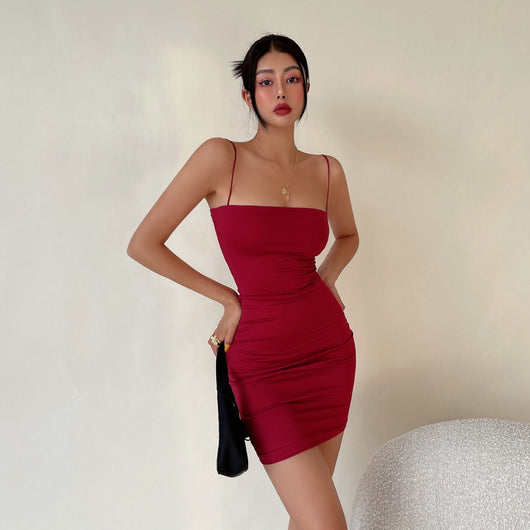 Vestido Ajustado con Pliegues y Tirantes Finos para Cadera - Image 20