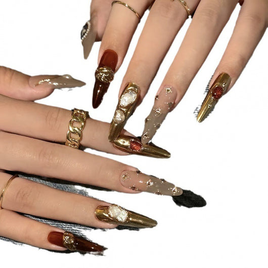 Uñas Postizas Barrocas con Gemas - Diseño Avanzado - Image 11