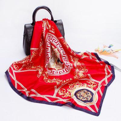 Pañuelo de Seda Sintética con Estampado Elegante para Mujer - Image 7