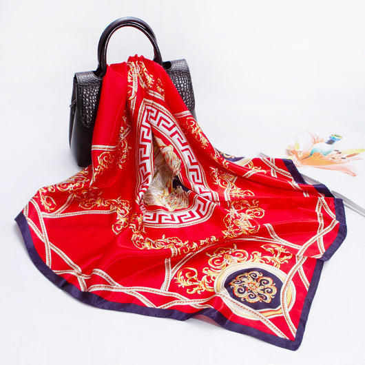 Pañuelo de Seda Sintética con Estampado Elegante para Mujer - Image 7