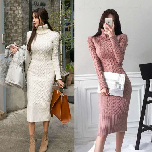 Vestido Ajustado de Punto con Falda Ceñida y Cadera Marcada