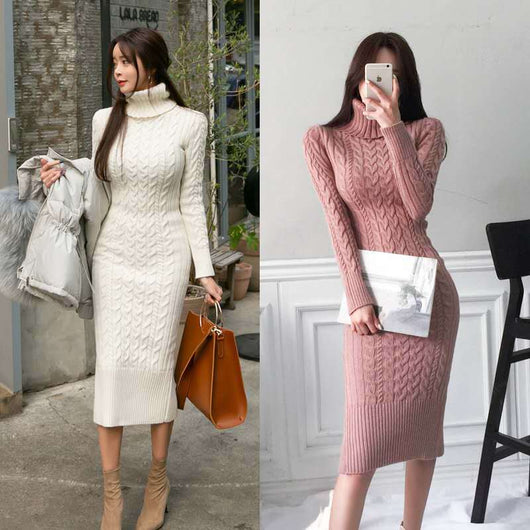 Vestido Ajustado de Punto con Falda Ceñida y Cadera Marcada