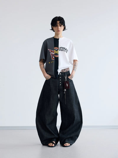Pantalones Vaqueros Negros de Pierna Ancha en Denim Crudo - Image 7