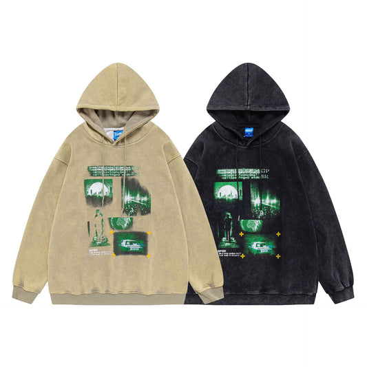 Sudadera Holgada con Estampado Retro Vintage