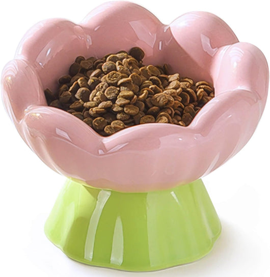 Comedero Elevado para Gatos de Cerámica Rosa - Diseño Inclinado Anti-Vómito y Fatiga de Bigotes - Image 5