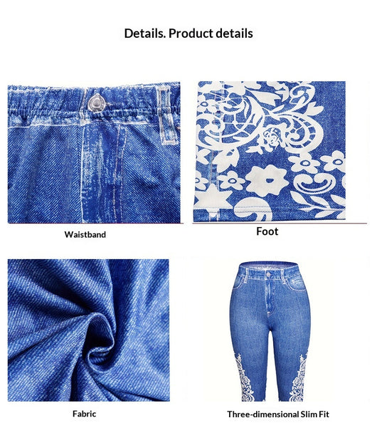 Leggings Casuales de Cintura Media con Estampado Vaquero - Image 9