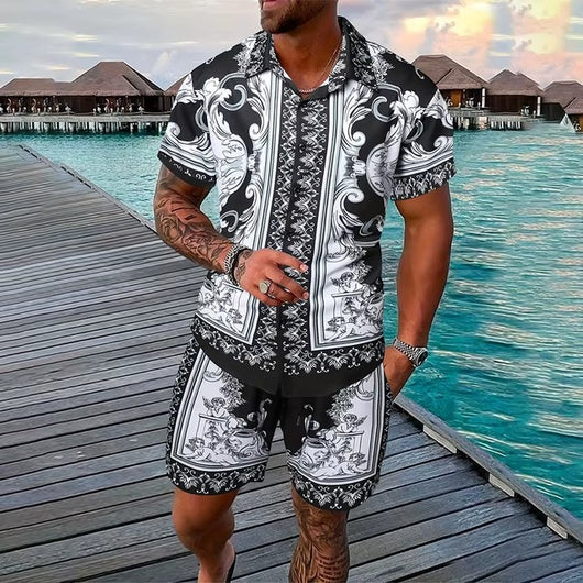Conjunto Playero de Impresión 3D Digital con Estampado Hawaiano