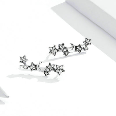 Aretes de Plata con Estrella y Luna - Circonitas Incrustadas Diseño Minimalista - Image 7