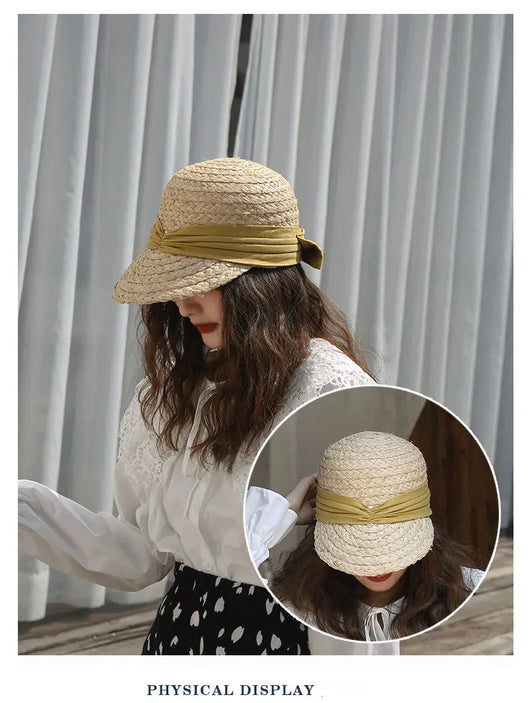 Sombrero de Algodón Plisado con Moño para Mujer - Versátil y Elegante - Image 24