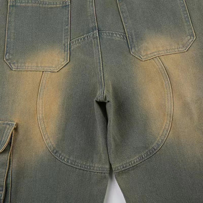 Jeans Sueltos Tiro Bajo Efecto Desgastado con Bolsillos y Costuras Decorativas - Image 24