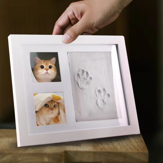 Marco Portarretratos con Huella de Mascota - Kit DIY para Perro y Gato