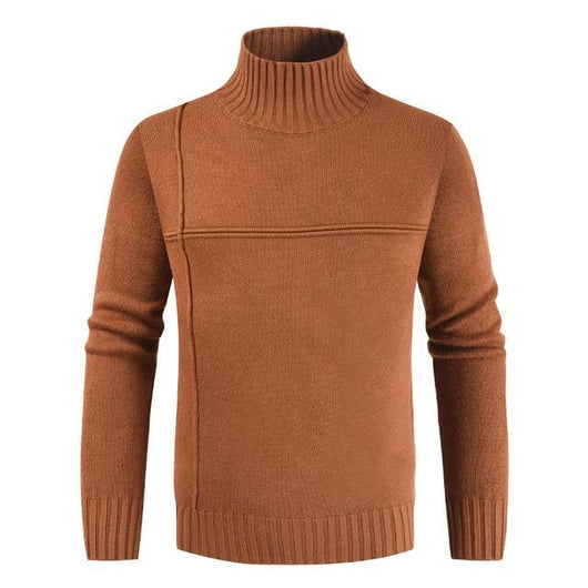 Suéter Coreano Cuello Alto con Costuras de Rayas Cruzadas para Hombre - Image 14