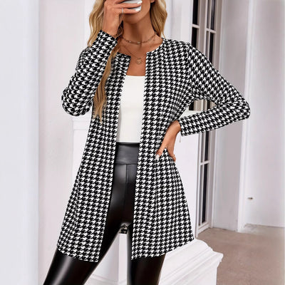 Abrigo Estampado Dos Estaciones para Mujer - Cuello Redondo Traje Pequeño - Image 16