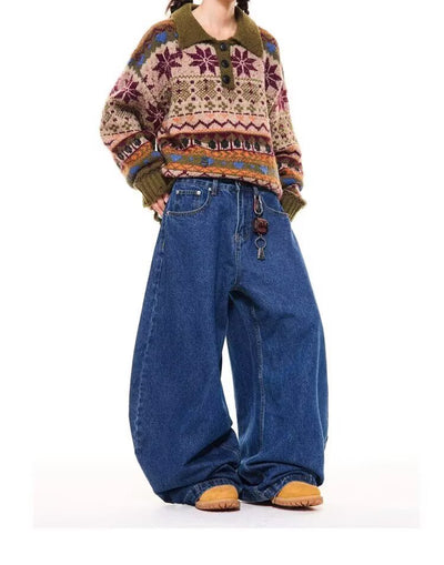 Pantalones Vaqueros Retro de Cintura Alta Recta y Pierna Ancha para Hombre - Image 7