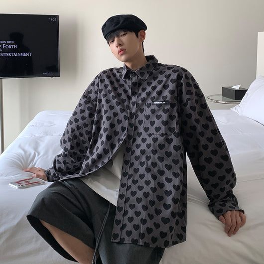 Camisa Manga Larga Estampado Corazón Hombre Fit Relajado - Image 5