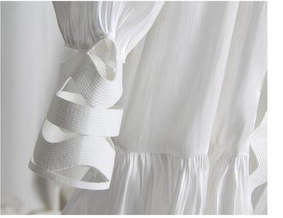 Vestido Camisero Coreano Hueco con Cuello Alto y Manga Larga - Image 8