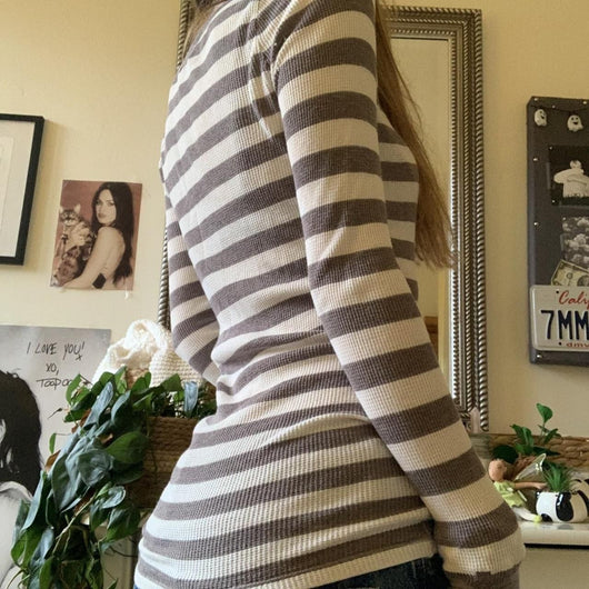 Blusa Manga Larga a Rayas con Cuello Redondo para Mujer - Image 18