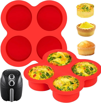 2 Pack Air Fryer Egg Bite Molds, 4-Cup Mini round Muffin Pans Silicone Baking Molds for for Oven, Air Fryer and Pot - Tekeno