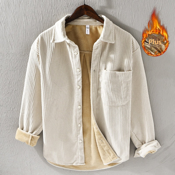 Camisa Acolchada de Terciopelo para Hombre - Suéter Holgado y Cálido