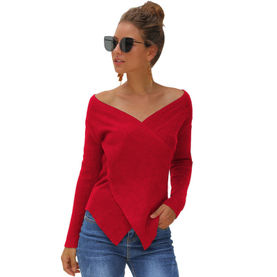 Suéter Escote V Slim Fit Colores Sólidos para Mujer - Image 3