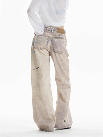 Pantalones Rectos Anchos Vintage con Estampado de Cadena para Mujer - Image 5