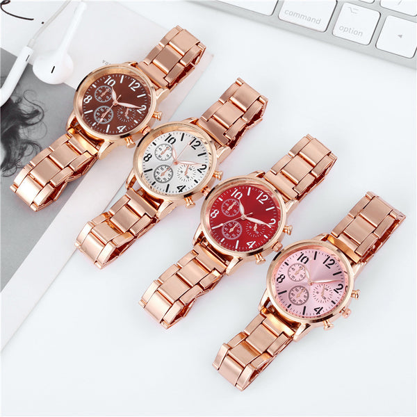 Reloj de Pulsera Luminoso Multifuncional para Mujer con Banda de Acero