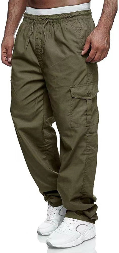 Pantalones Cargo Sueltos Multibolsillo para Exteriores y Fitness - Image 7