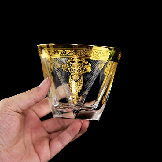 Vaso Whisky de Cristal con Líneas Doradas Grid - Image 8