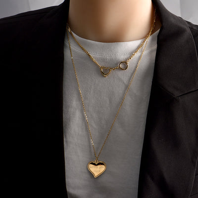 Cadena de Suéter Corazón Apilable en Acero Titanio - Image 6