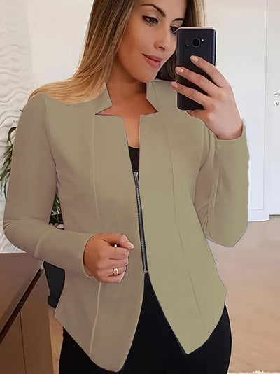 Chaqueta Blazer Mujer Cierre Cremallera Corte Entallado - Image 10