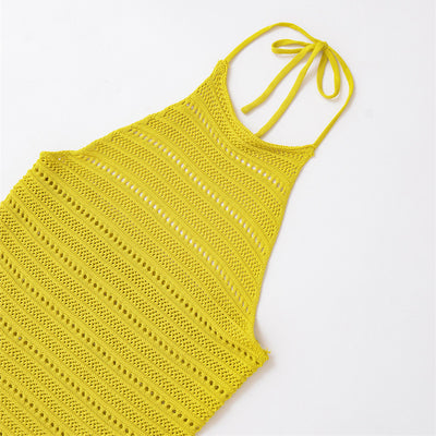 Suéter Tejido Hueco con Escote Halter para Mujer - Image 3