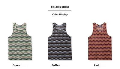 Chaleco Casual Retro para Hombre con Rayas de Contraste en Colores Degradados - Image 10
