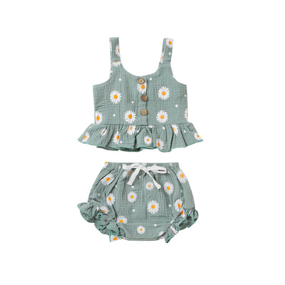 Conjunto de Dos Piezas para Niña con Tirantes y Shorts Estampado - Image 4