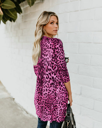 Chaqueta Leopardo Escote V Manga Larga con Botones - Image 19