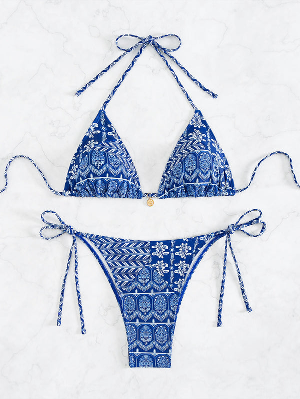 Bikini Estilo Triángulo Impreso Sexy con Corte Moderno