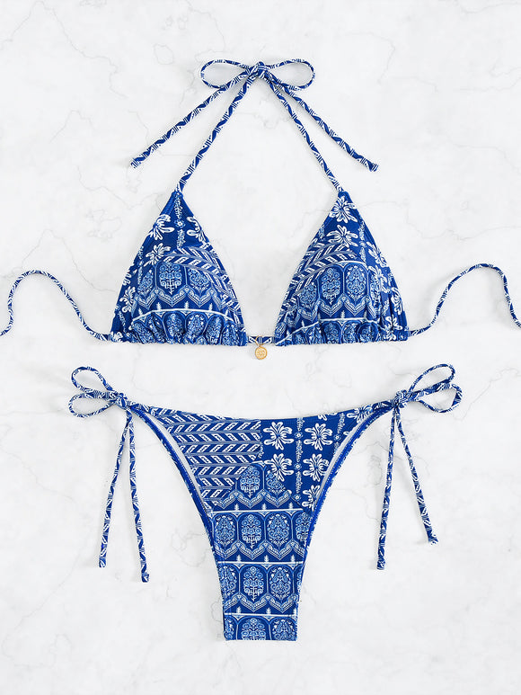 Bikini Estilo Triángulo Impreso Sexy con Corte Moderno