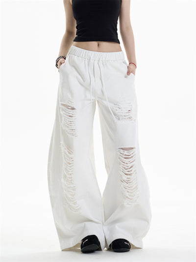 Pantalones Anchos Rotos para Mujer - Diseño Casual Desenfadado - Image 10