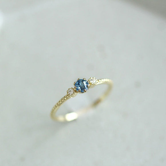 Anillos de Diamantes de Imitación Azul Océano para Mujer - Oro y Plata Bohemios