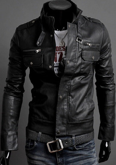 Chaqueta de Cuero para Motociclista con Cuello de Pie Elegante - Image 12