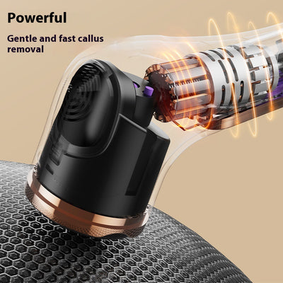 Ivory white electric foot grinder with digital display, power button, and three interchangeable grinding heads. - Image 4