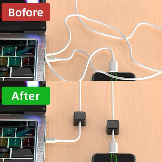 Set de 8 organizadores magnéticos para cables – Adhesivo fuerte Costop, fácil apertura, ideal para organizar cables de carga en hogar, oficina, auto y escritorio - Tekeno