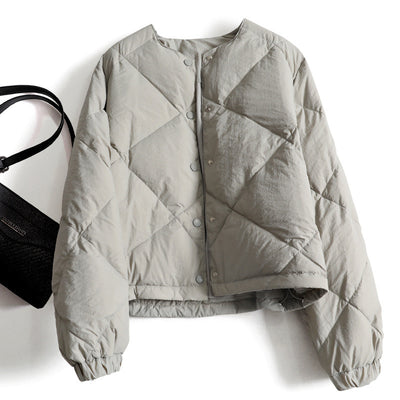 Chaqueta Corta de Algodón con Diseño Lattice Gris para Mujer