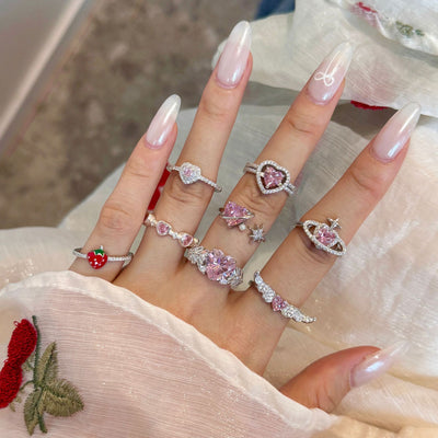 Anillo de Plata 925 Corazón Fresa con Alas y Resina para Mujer - Image 2