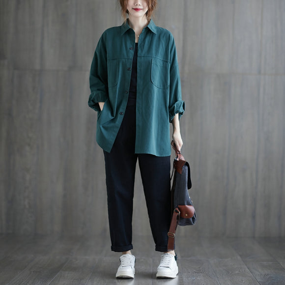 Chaqueta Camisera Manga Larga Talla Grande para Mujer