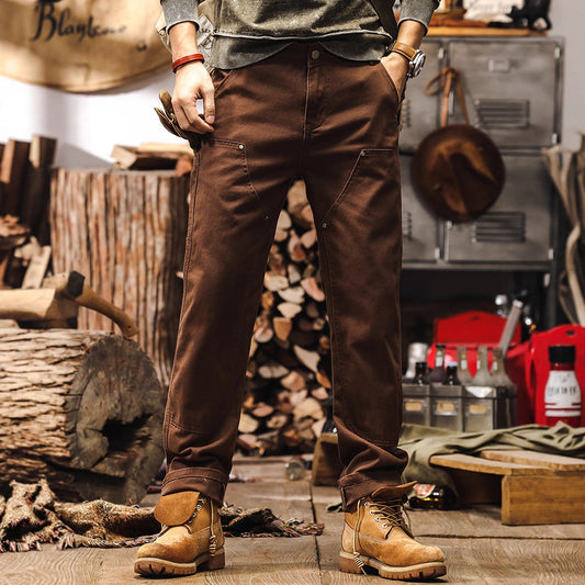 Pantalón Denim Recto Café Clásico para Uso Diario