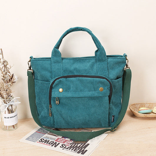 Bolsa de Hombro Portátil Versátil en Pana - Image 14