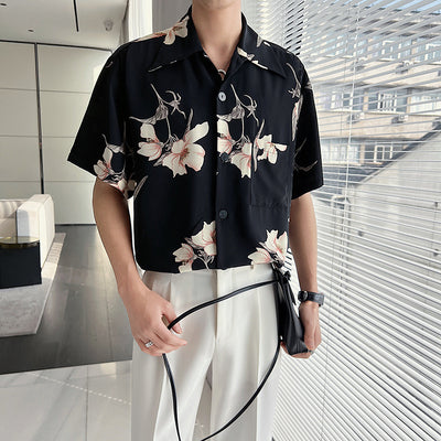 Camisa Floral Ligera con Drapeado para Hombre - Verano - Image 9