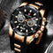Reloj para Hombre REWARD Negro y Dorado con Diseño Moderno y Calendario