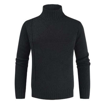 Suéter Coreano Cuello Alto con Costuras de Rayas Cruzadas para Hombre - Image 13
