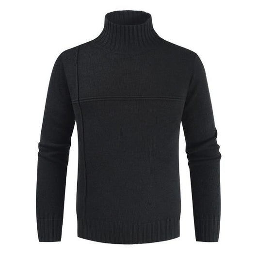 Suéter Coreano Cuello Alto con Costuras de Rayas Cruzadas para Hombre - Image 13
